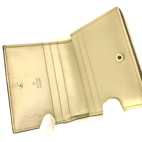 Gold GUCCI Ssima Ribbon GG Logo Leather Bifold Wallet - Picture 5 of 7
